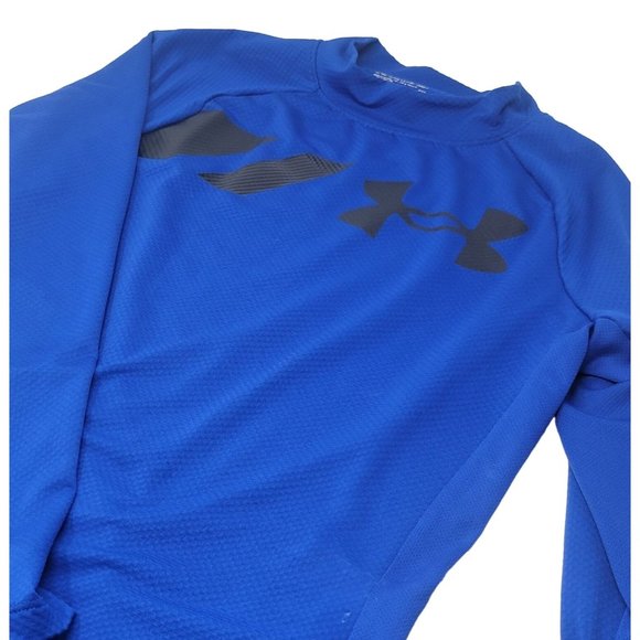Under Armour Cool Gear Shirt Men's Small Blue Moisture Wicking Logo High Neck - Picture 1 of 6